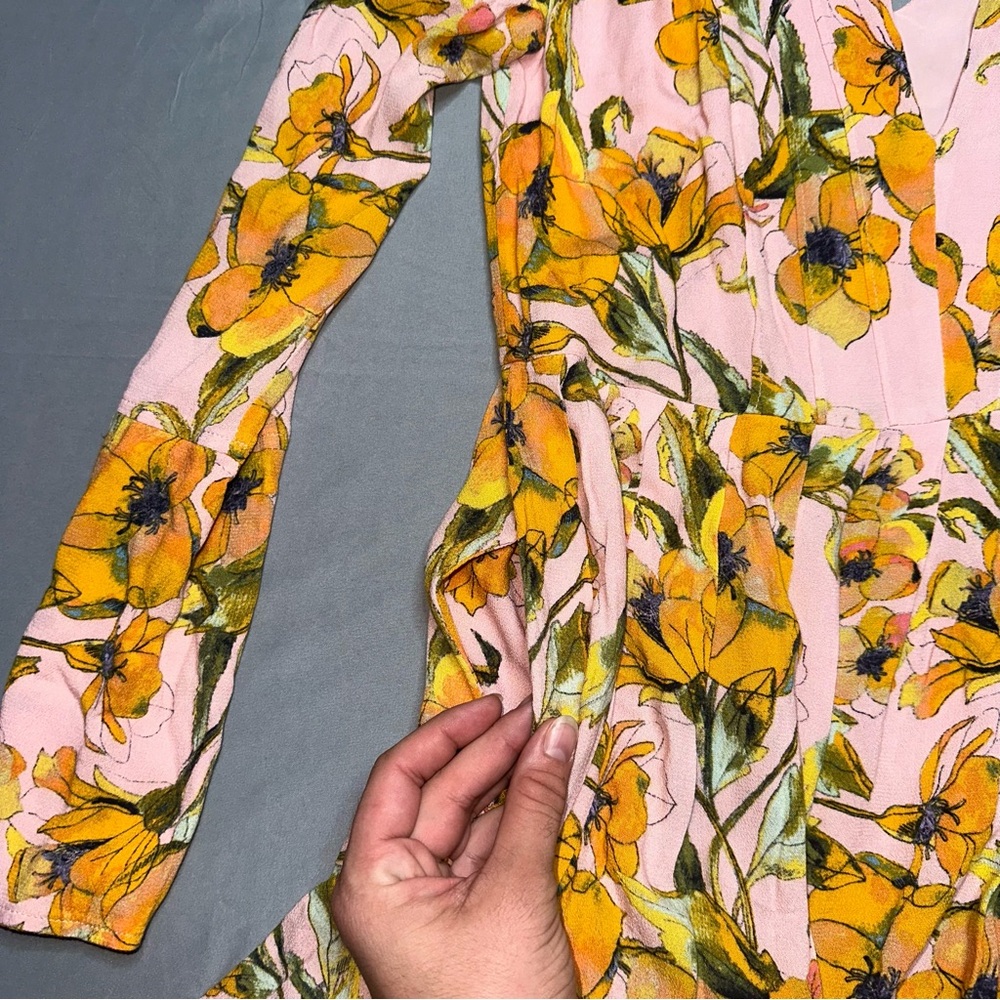 Free People Pink Floral Mini Dress with Yellow Flowers - Picture 11 of 11